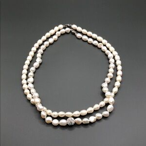 Genuine cultured freshwater pearls collar necklaces bundle lot 2 disco ball.
